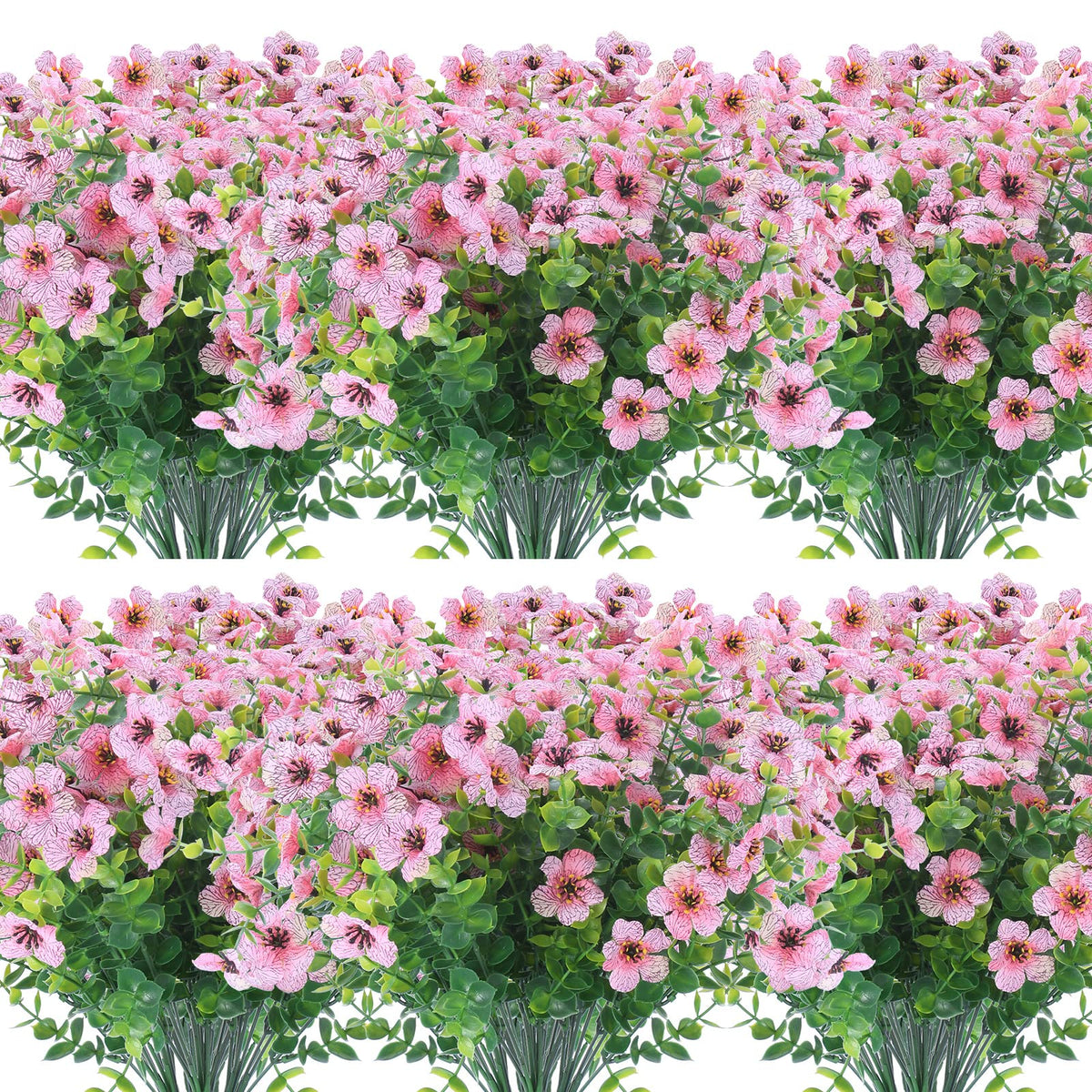 XEOLIAN 12-bundle pink artificial flowers endure outdoor sun with lasting color