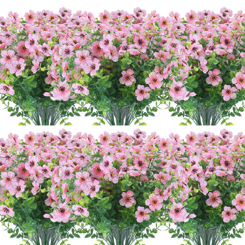 XEOLIAN 12-bundle pink artificial flowers endure outdoor sun with lasting color