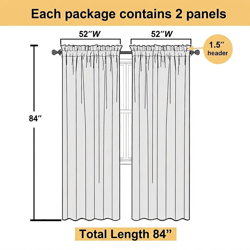 XFLINGBAO 84-inch length for tall windows and elegant vertical lines