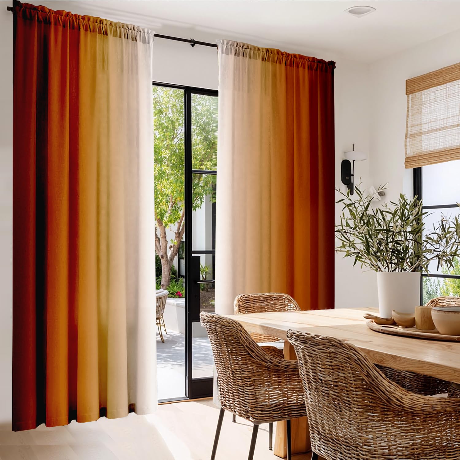 XFLINGBAO terracotta gradient curtains create a warm focal point in the living room