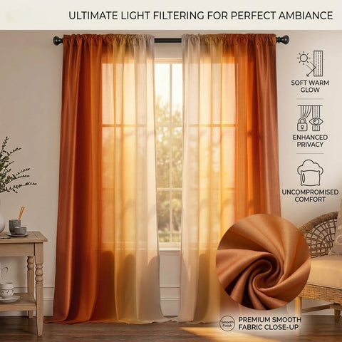 XFLINGBAO warm burnt-orange curtains enhance cozy living spaces