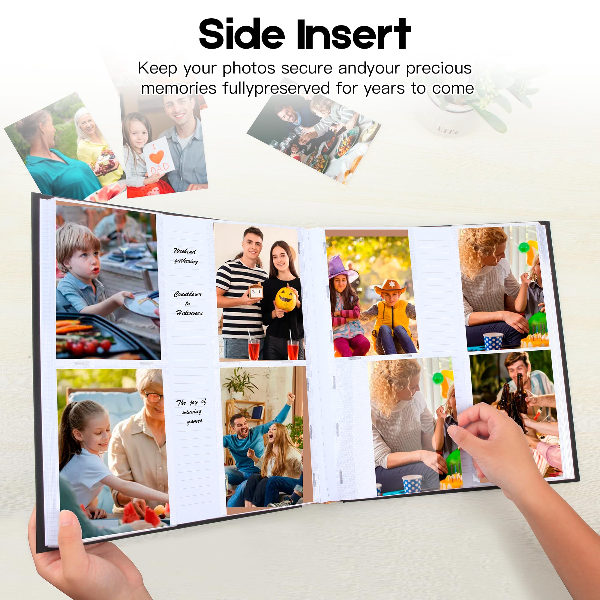 Xfveiwoo clear inner pockets protect prints from dust while browsing.