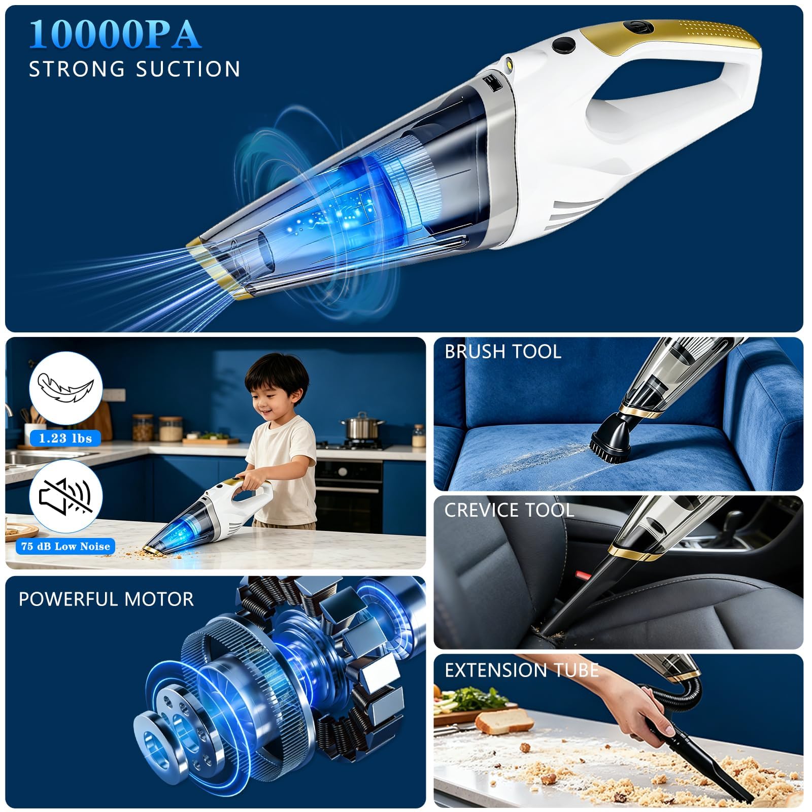 XGJUCE Dust Busters cordless design enabling effortless one‑handed car and furniture cleaning.