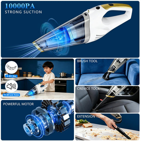 XGJUCE Dust Busters cordless design enabling effortless one‑handed car and furniture cleaning.