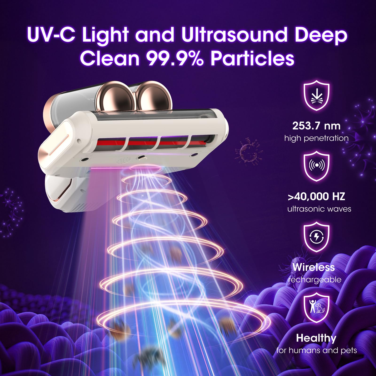 XIAOLANG UV-C light cleaning action on fabrics and surfaces.