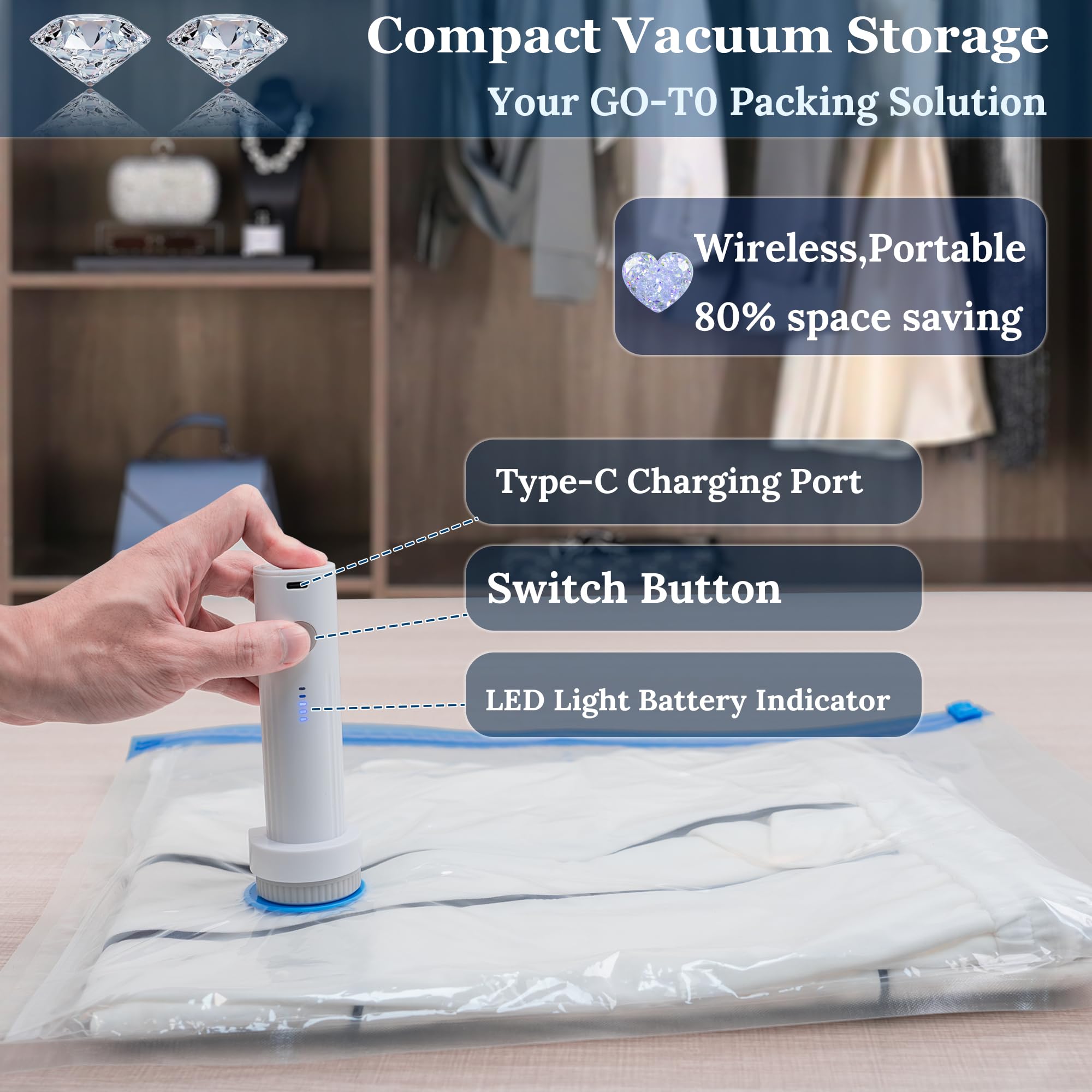 XIAQILAUS wireless pump compact, easy to carry for on-the-go packing