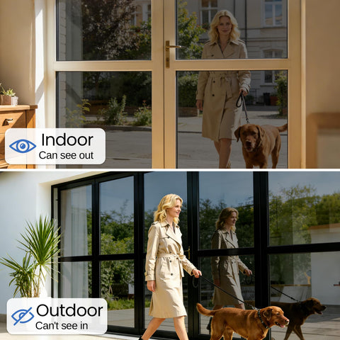 Xiawei daytime privacy mirror effect on windows during bright daytime light.