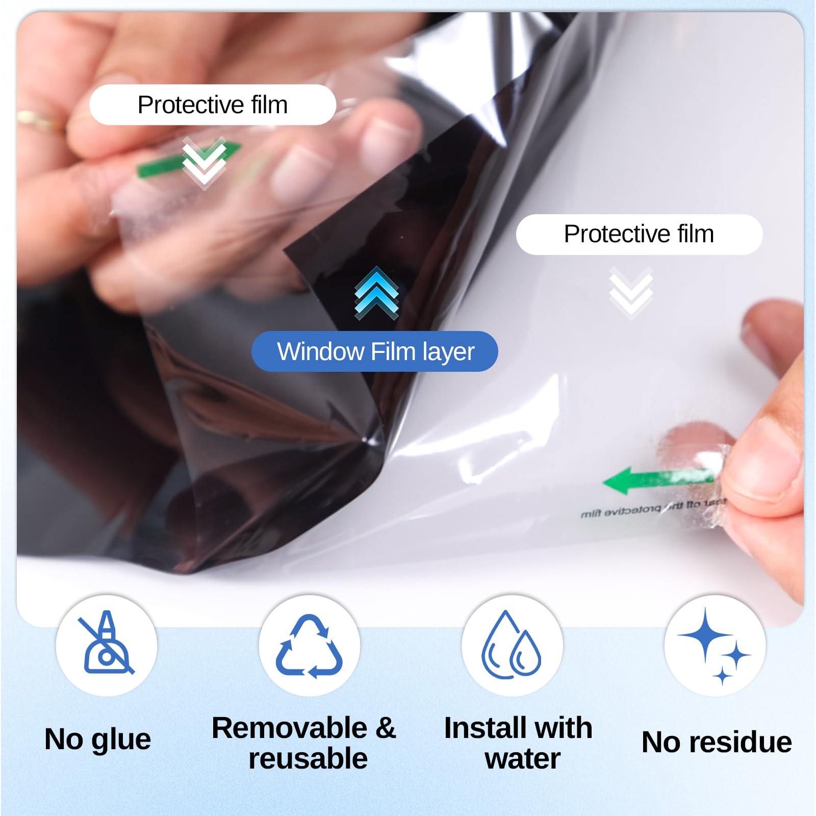 Xiawei One Way Film folded for flexible reuse and seamless reapplication.
