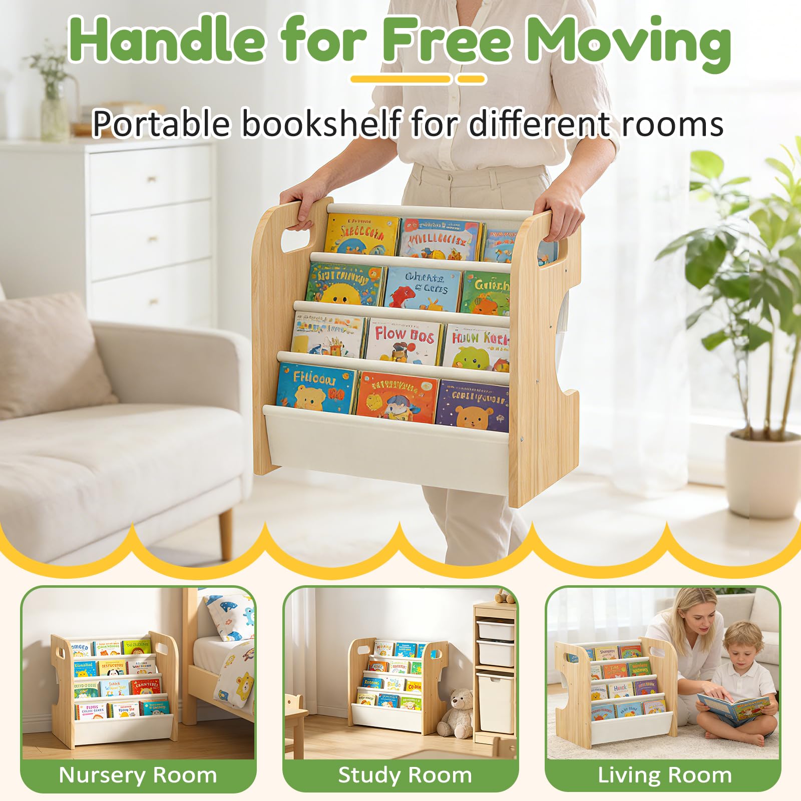 XiaZ four-tier layout keeps books neatly organized and reachable