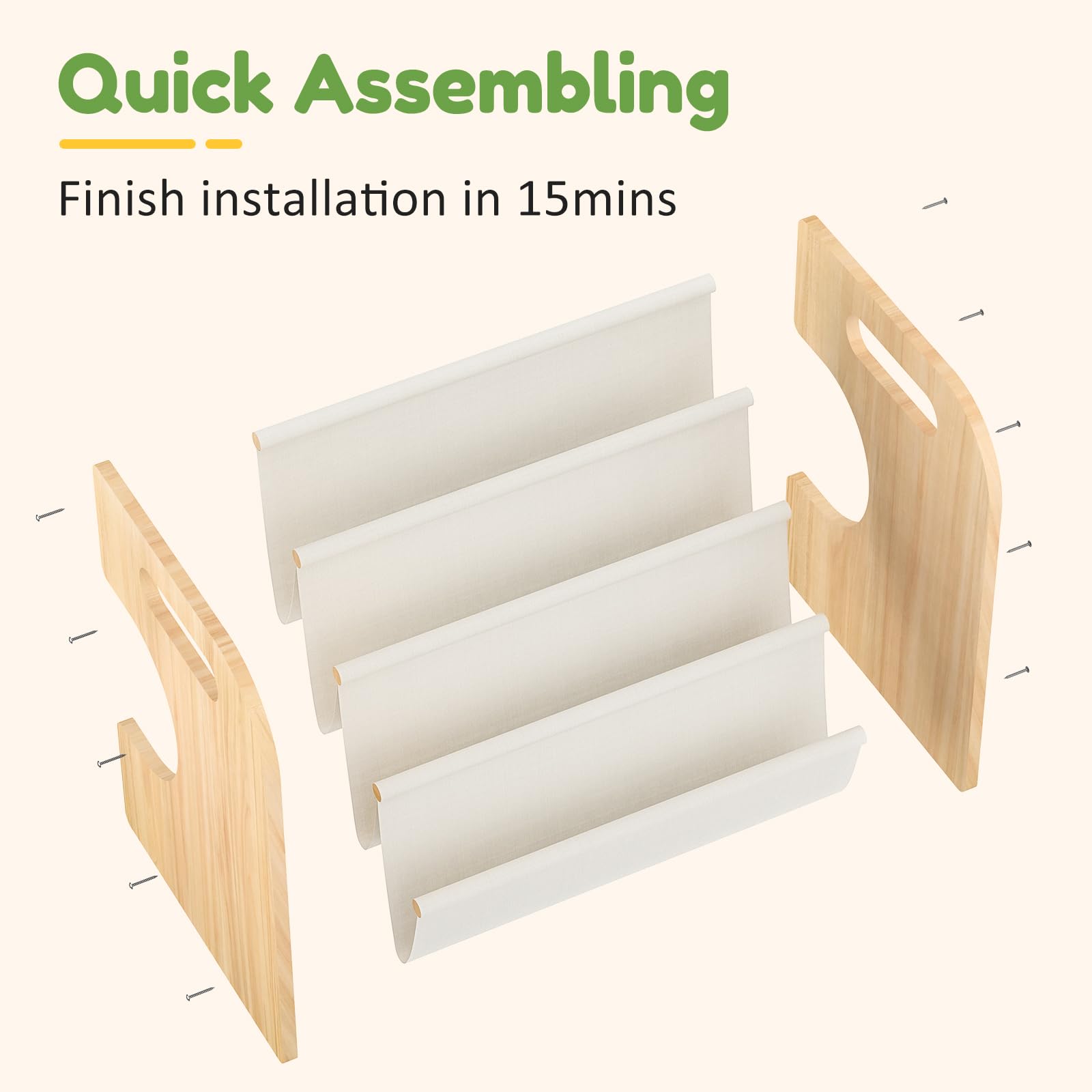 Tool-free assembly steps for XiaZ shelf in minutes