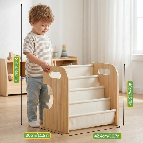 XiaZ Bookshelf side view highlighting portable design with integrated handle