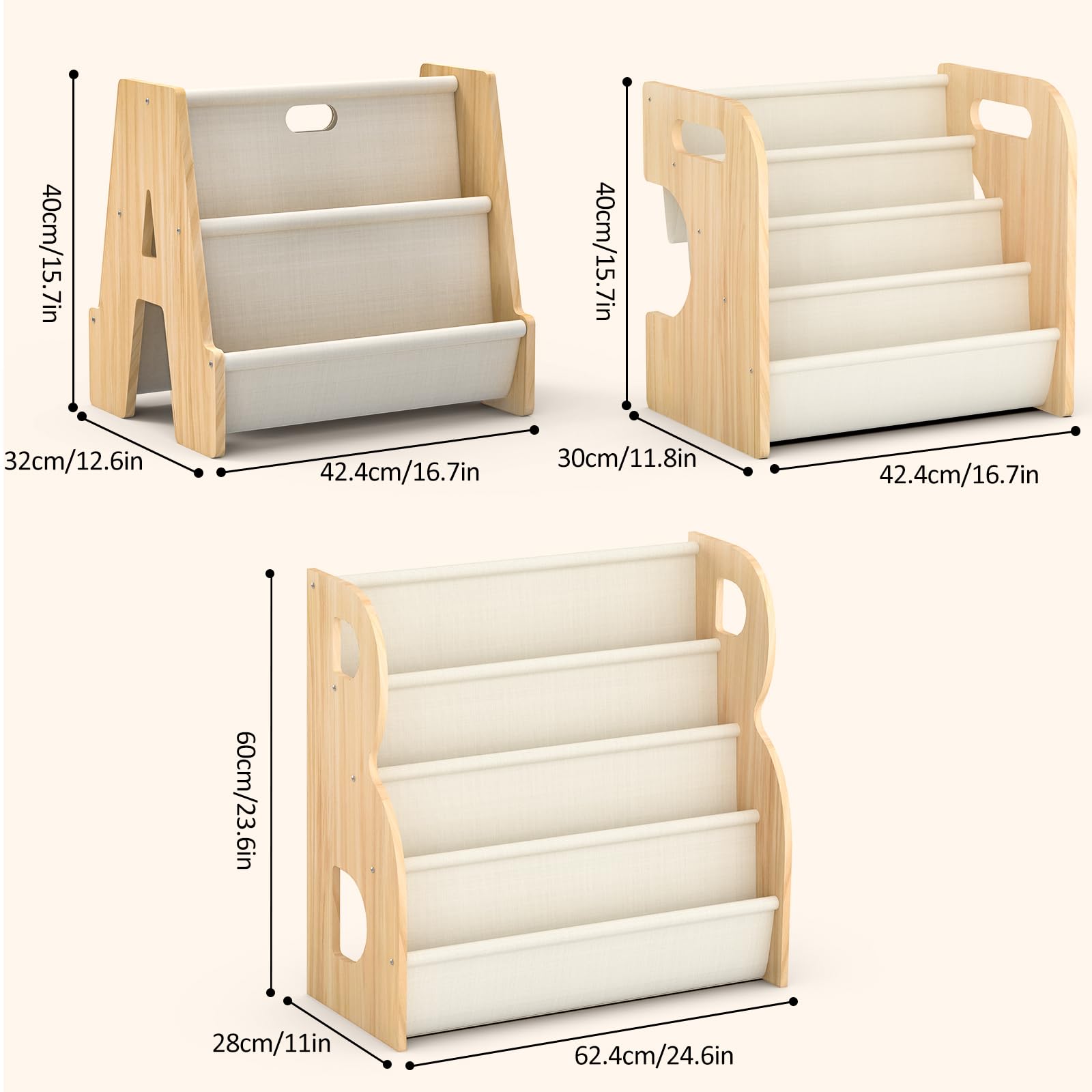 Compact, kid friendly height of XiaZ Bookshelf for easy reach