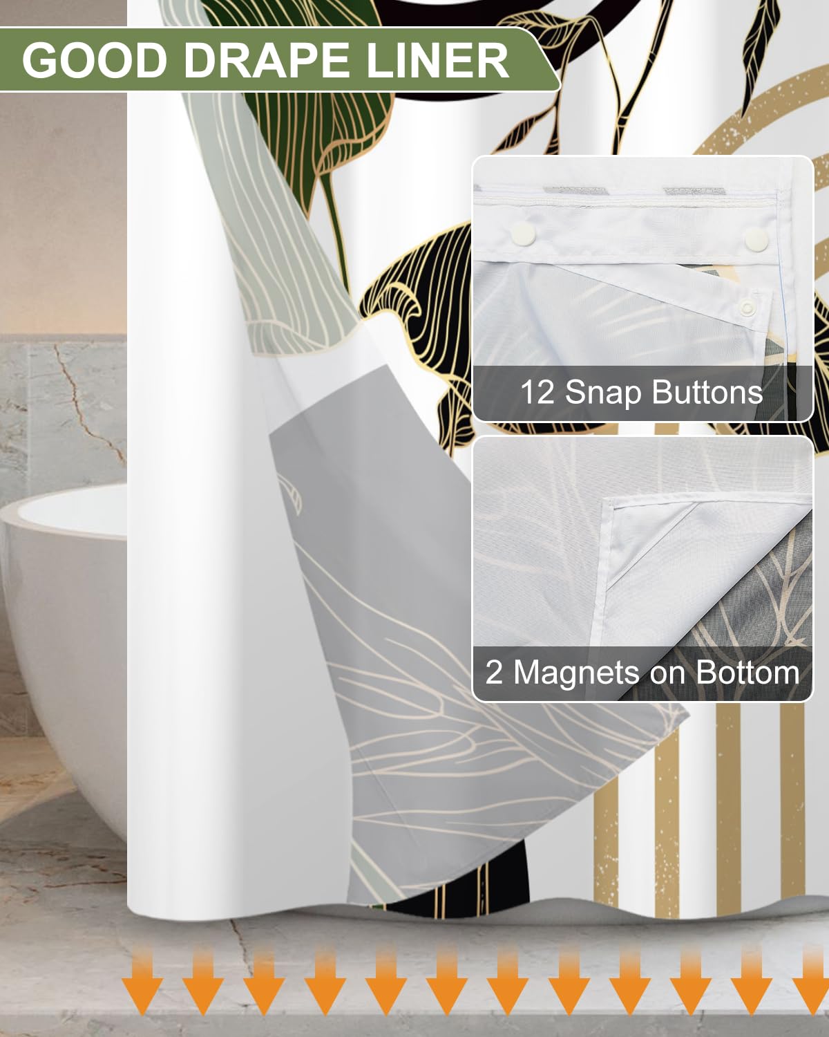 Xiazhilaio 71x74 inch shower curtain fits standard tubs for shared spaces.