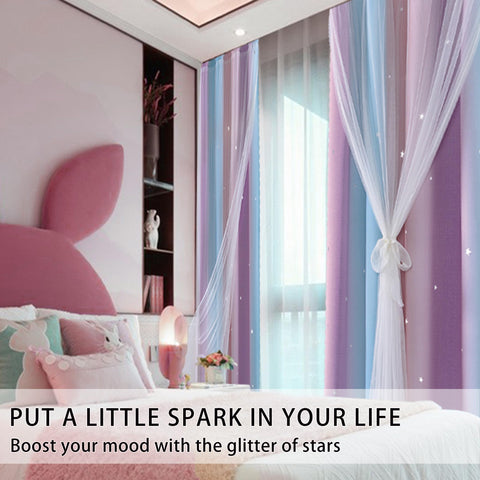 XiDi rainbow design blackout curtains reduce outdoor light for playtime and sleep