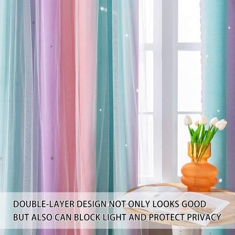 XiDi unicorn rainbow ombre curtains add magical color to a kid's room
