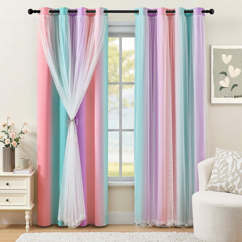 XiDi double-layer curtains with sheer overlay create a dreamy, romantic vibe.
