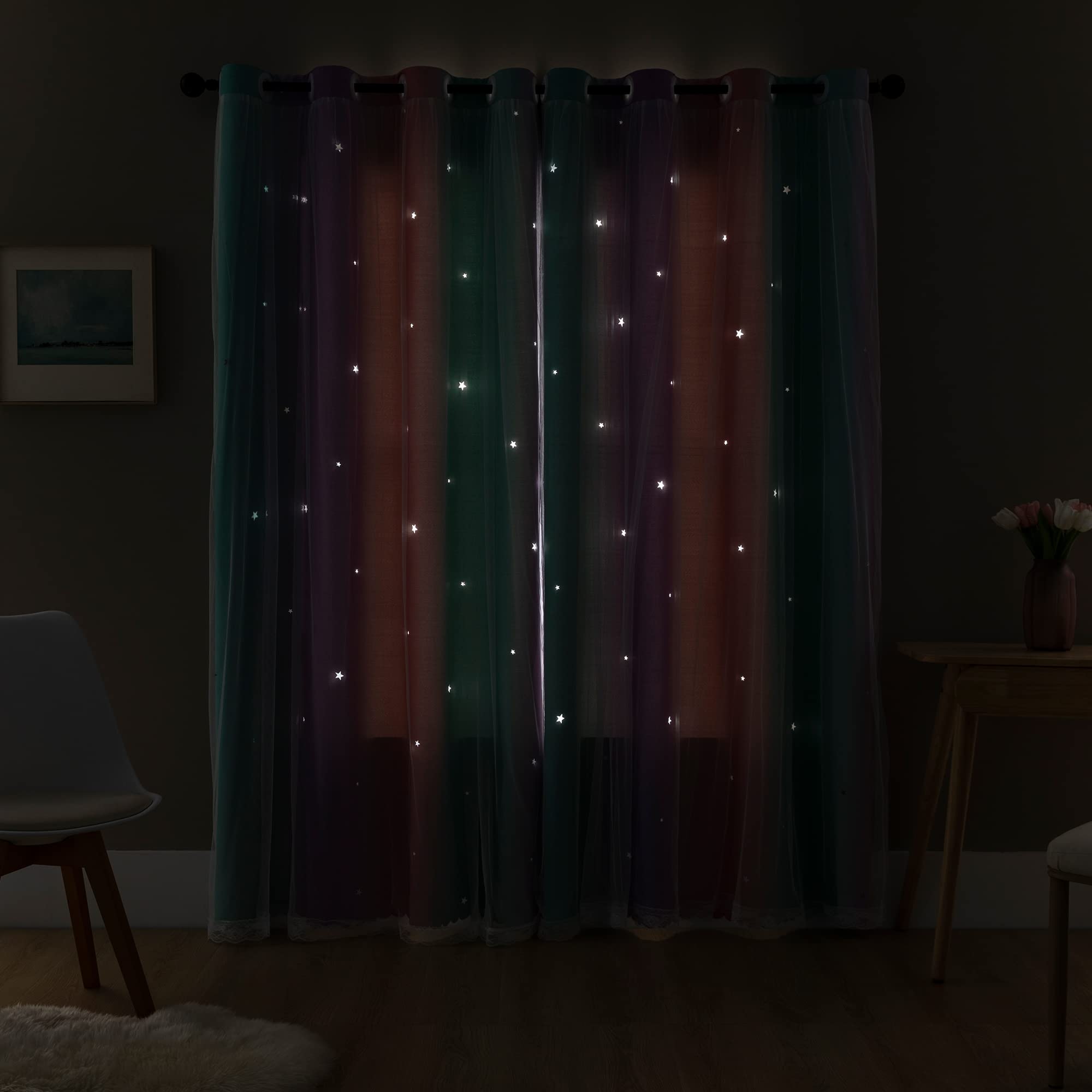 XiDi Dream Star curtains in pink purple green offer versatile color options