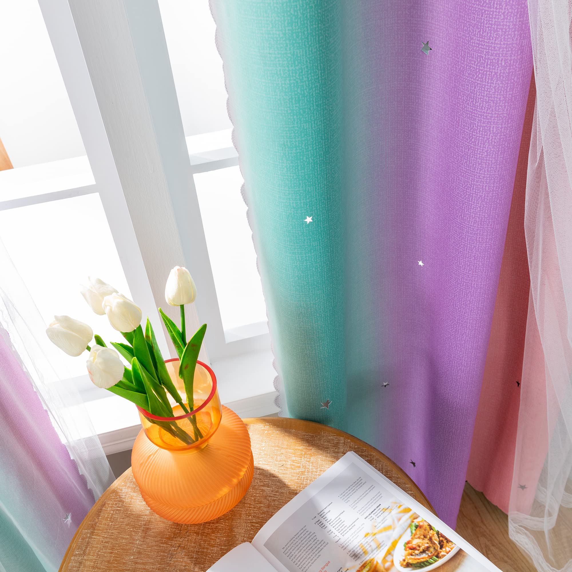 XiDi Dream Star curtain features double-layer design with tulle outer for a dreamy mood