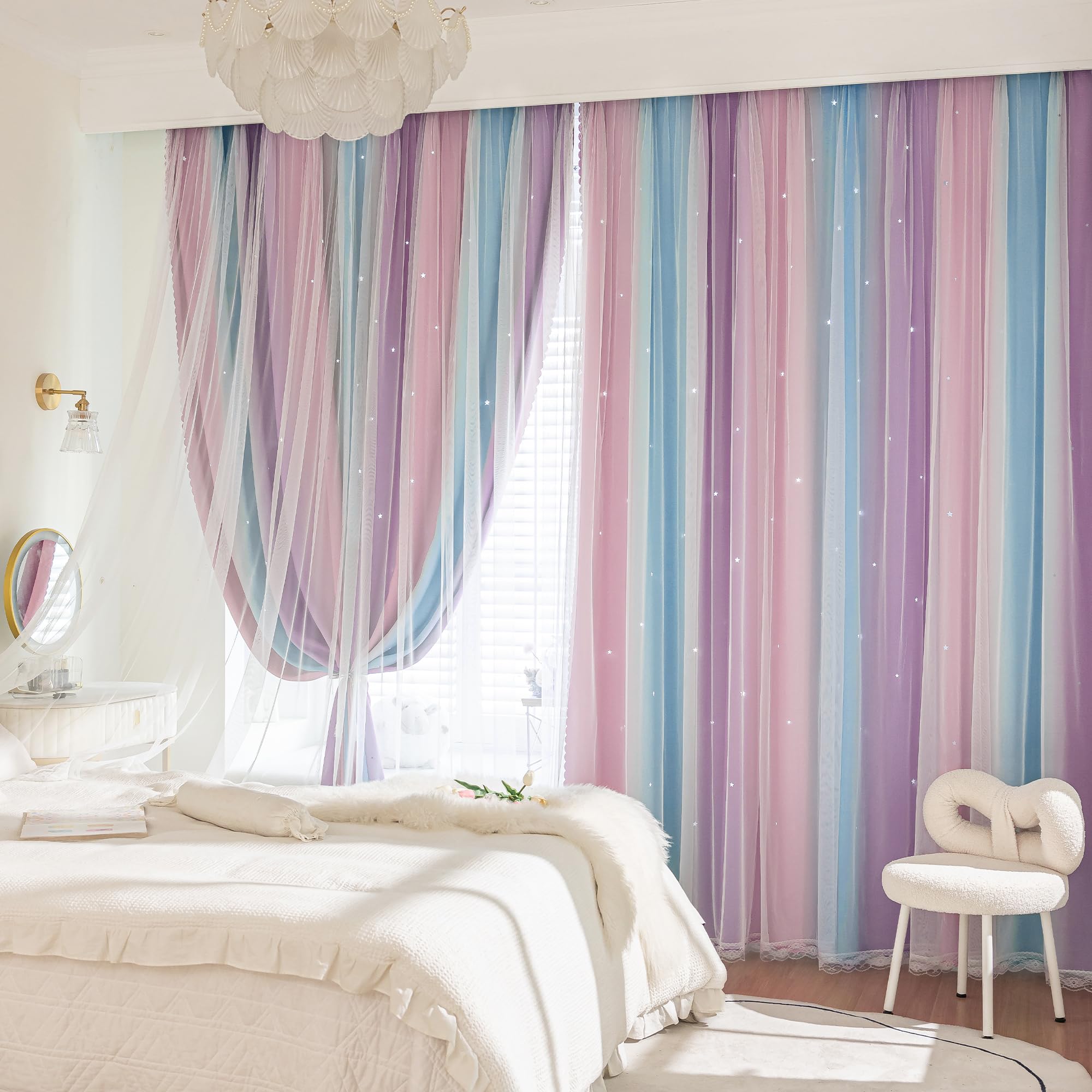 XiDi lace-edged curtains offer premium texture and refined room aesthetics.