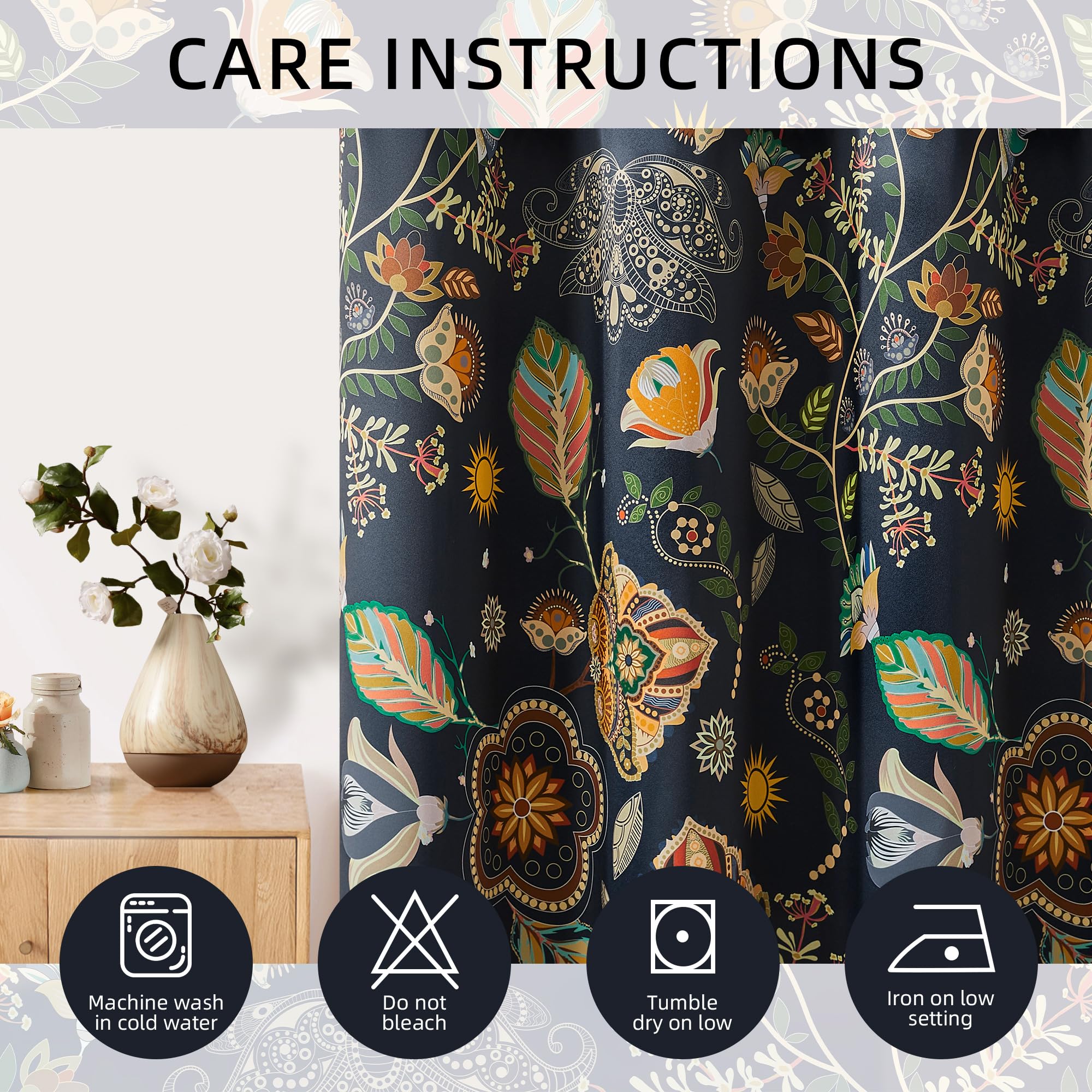 XiDi navy blue vintage floral pattern highlighting thermal insulation feature