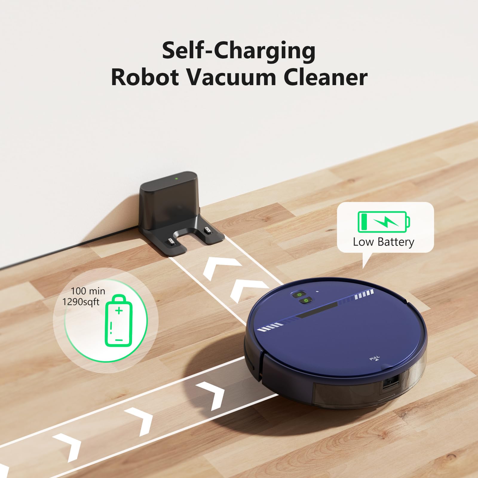 BR151 robot vacuum provides up to 100 minutes of runtime
