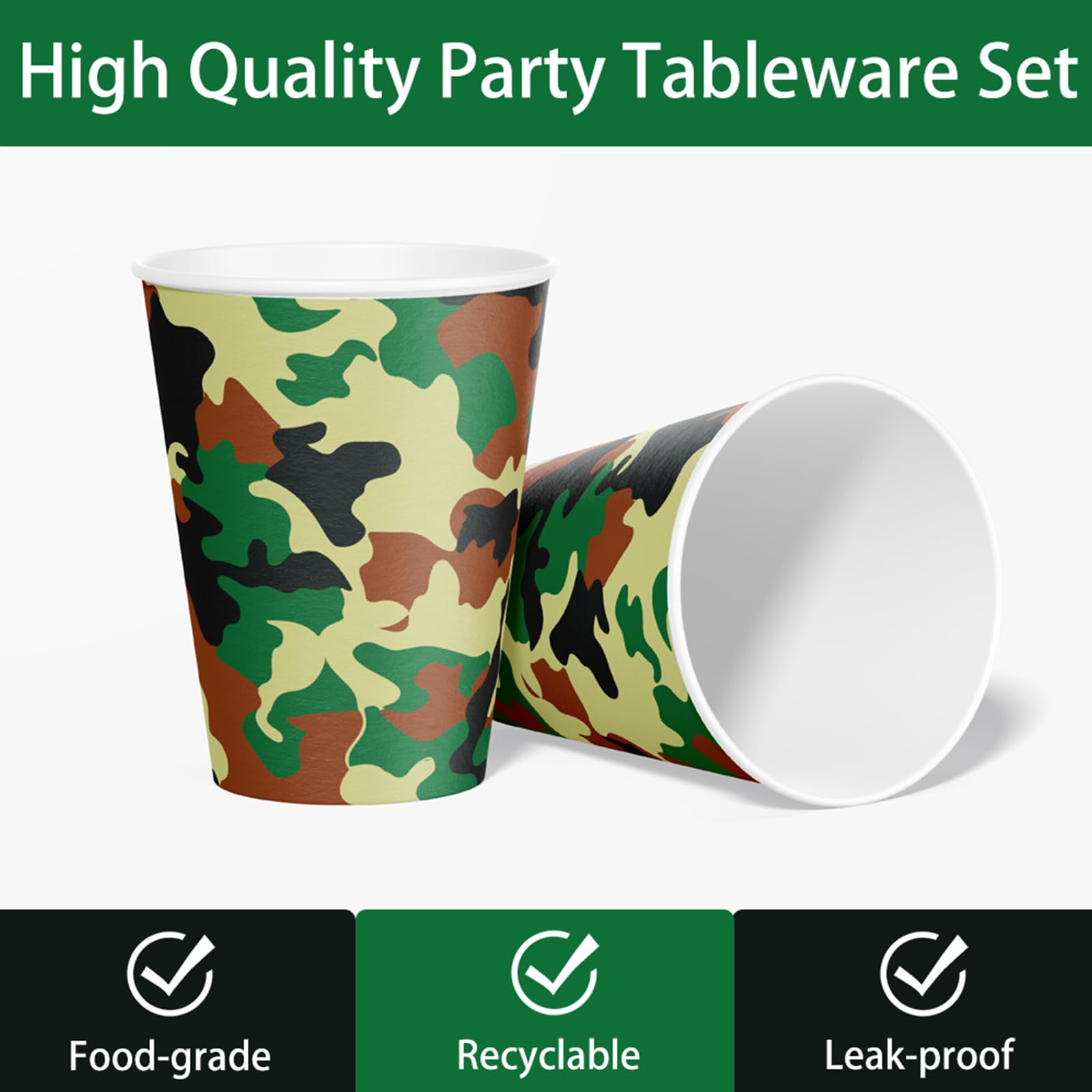 XIENBLOC camo cups for hot or cold drinks, leak-resistant.