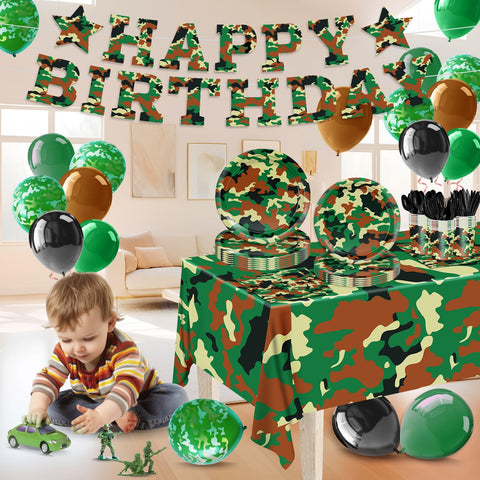 XIENBLOC camo tablecloth to finish your party setup.
