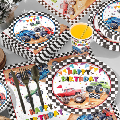 XIENBLOC Monster Truck banner for celebratory birthday decor