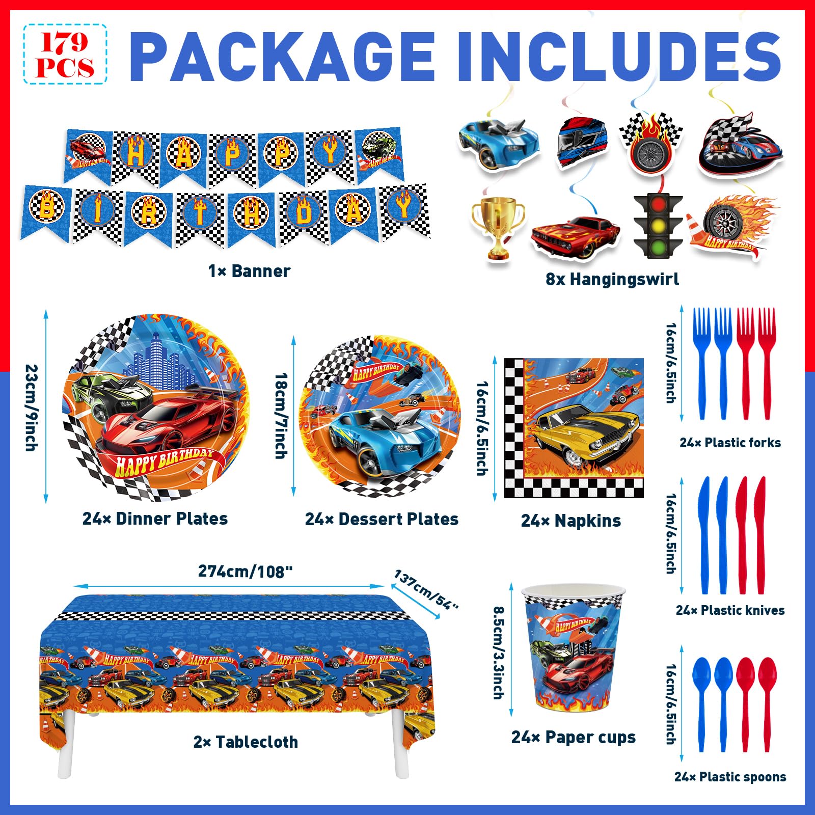 XIENBLOC racing car dessert plates 24-pack keeps party treats organized