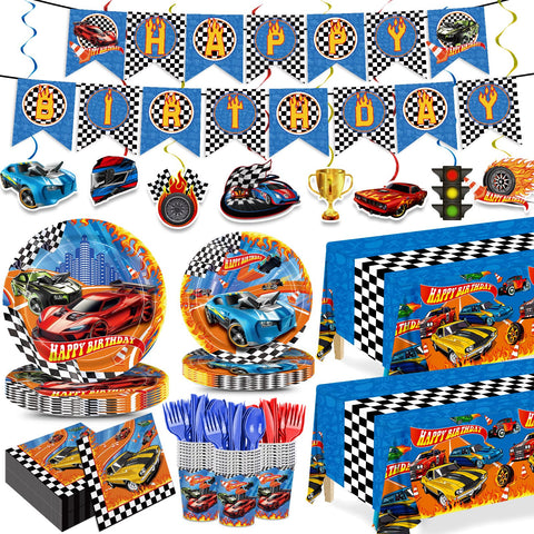 XIENBLOC racing car plates 24-piece set adds bold color to kids' meals