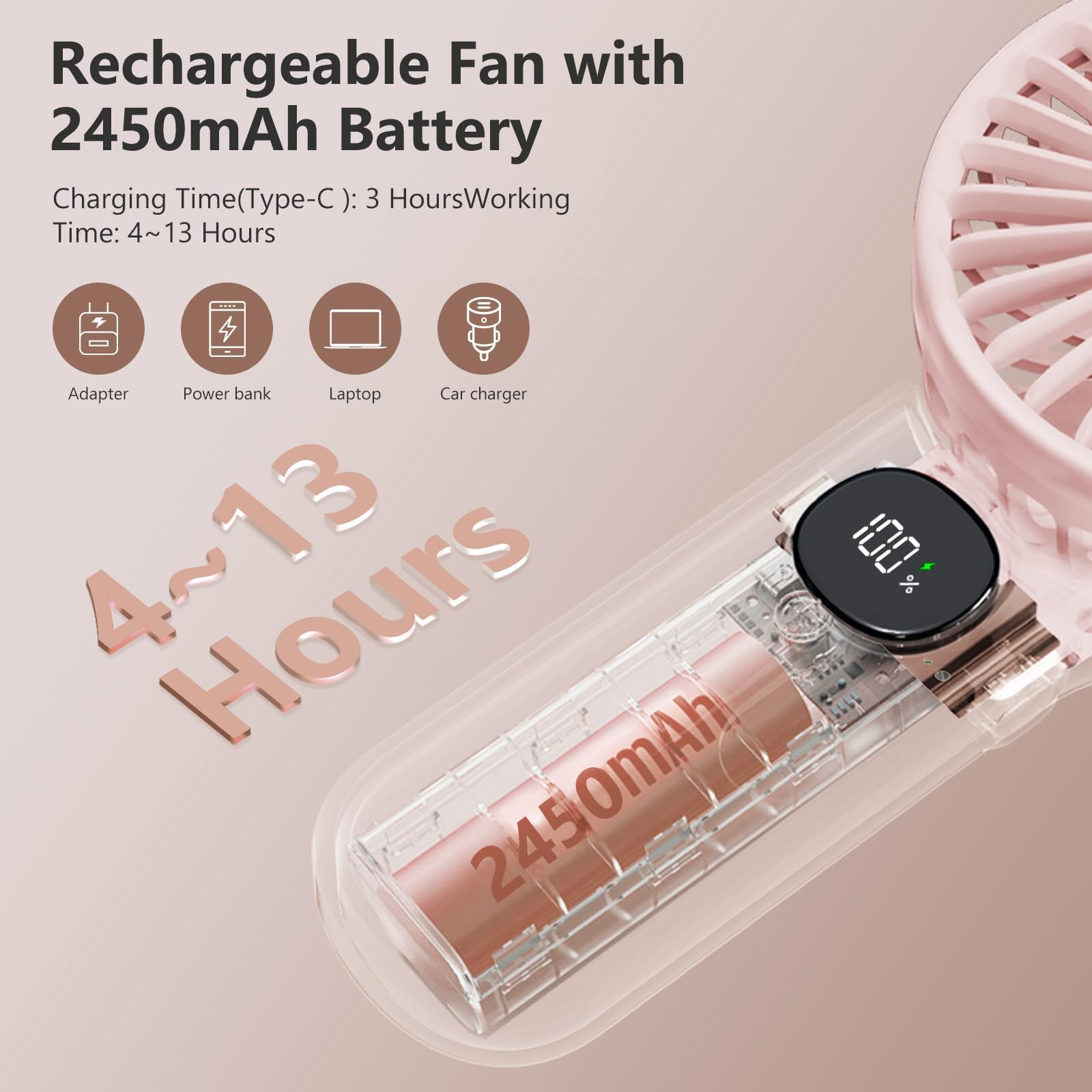 Xigmer handheld fan with 180-degree fold for desk or on-the-go cooling
