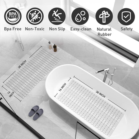 XIYUNTE bath mat showing suction cups for steady placement