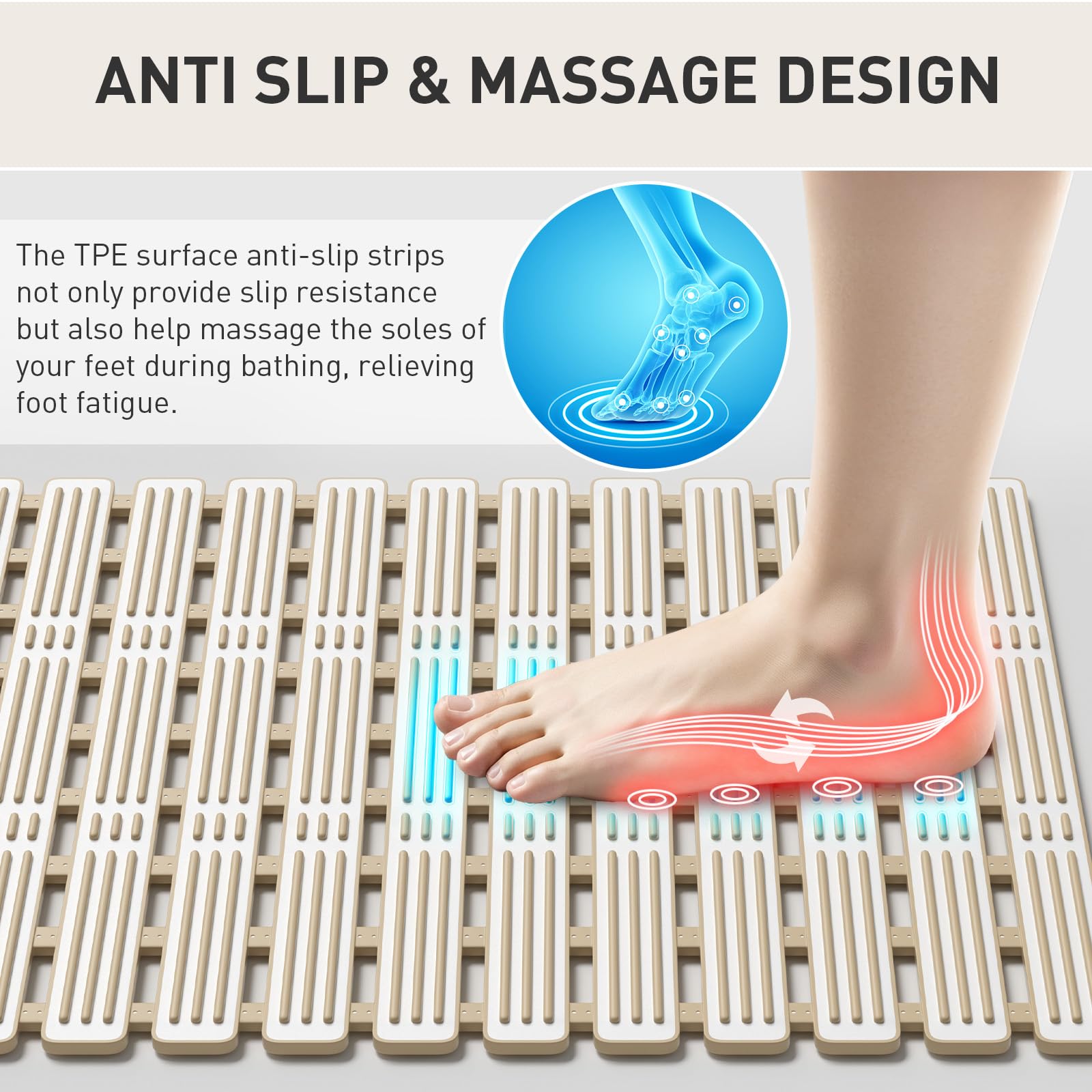 XIYUNTE cut-to-fit bath mat for tub or shower spaces.