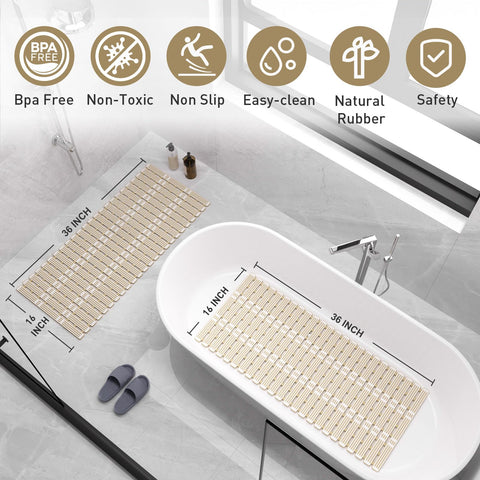 XIYUNTE bath mat close-up of textured ridges for gentle foot pressure.
