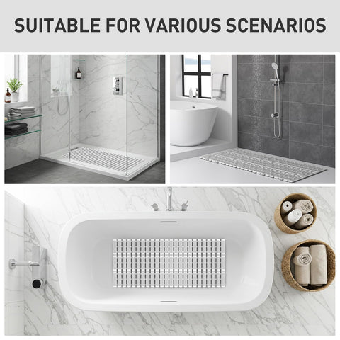 XIYUNTE grey shower mat blends with bathroom decor