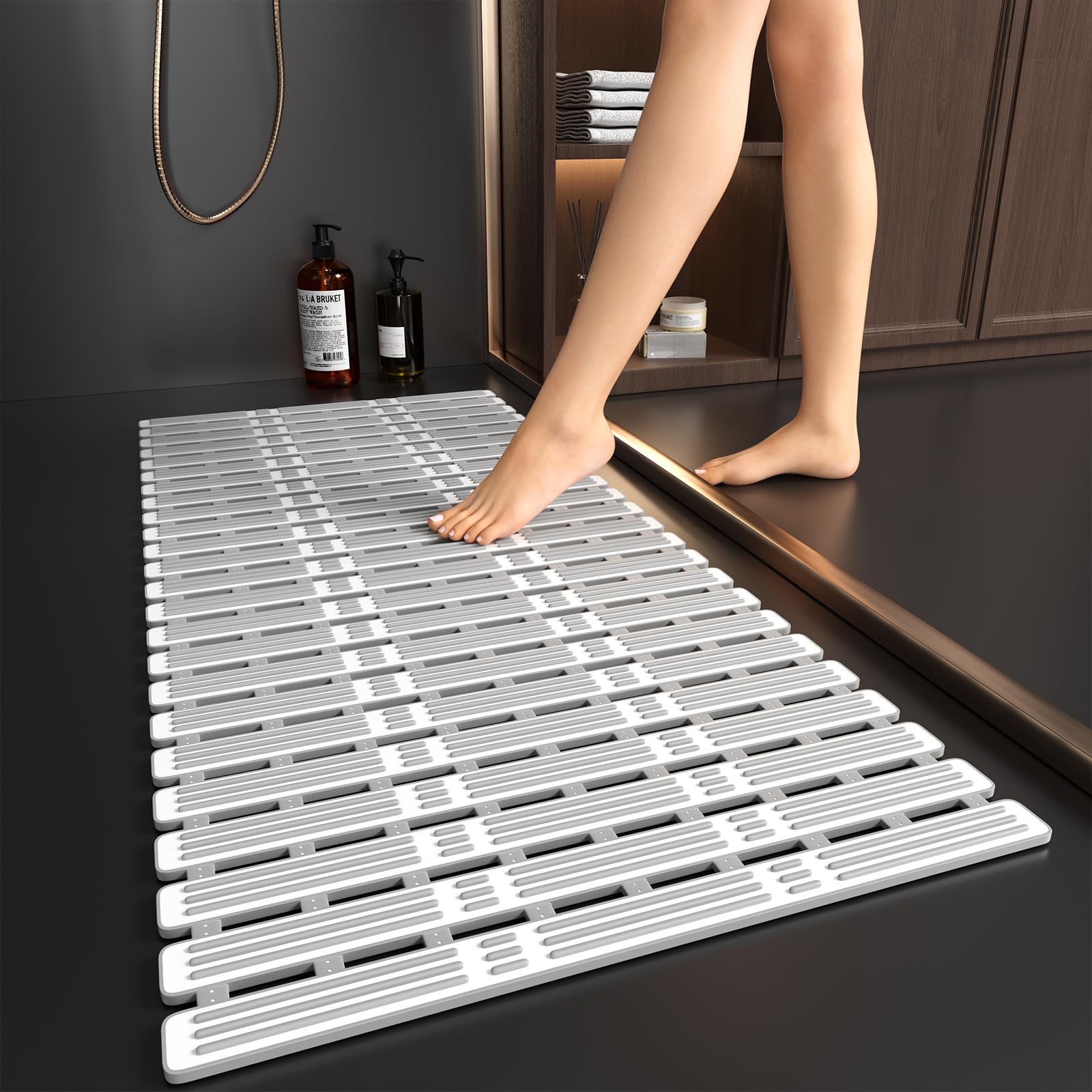 XIYUNTE non-slip shower mat with 216 suction cups securing tub grip