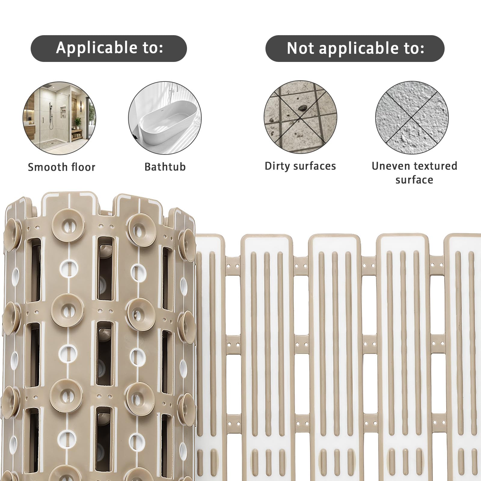 XIYUNTE tub or shower mat with strong suction in action.