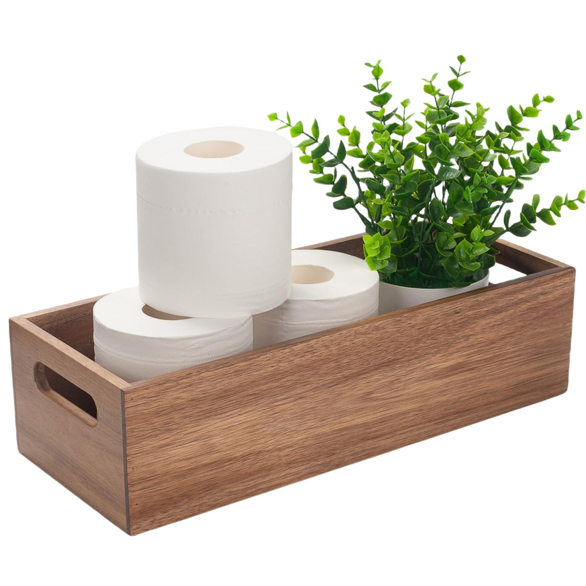 XIMISISE toilet tank basket on tank top for neat, reachable essentials.