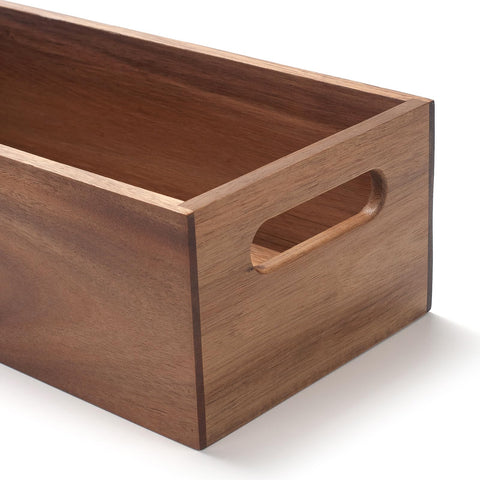 XIMISISE acacia wood bathroom storage basket with a smooth finish and elegant look.