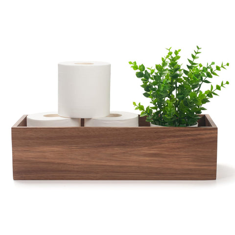 XIMISISE gift-ready acacia organizer enhances any new home bathroom.