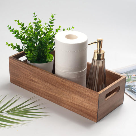 XIMISISE natural acacia bathroom decor basket complements any style.