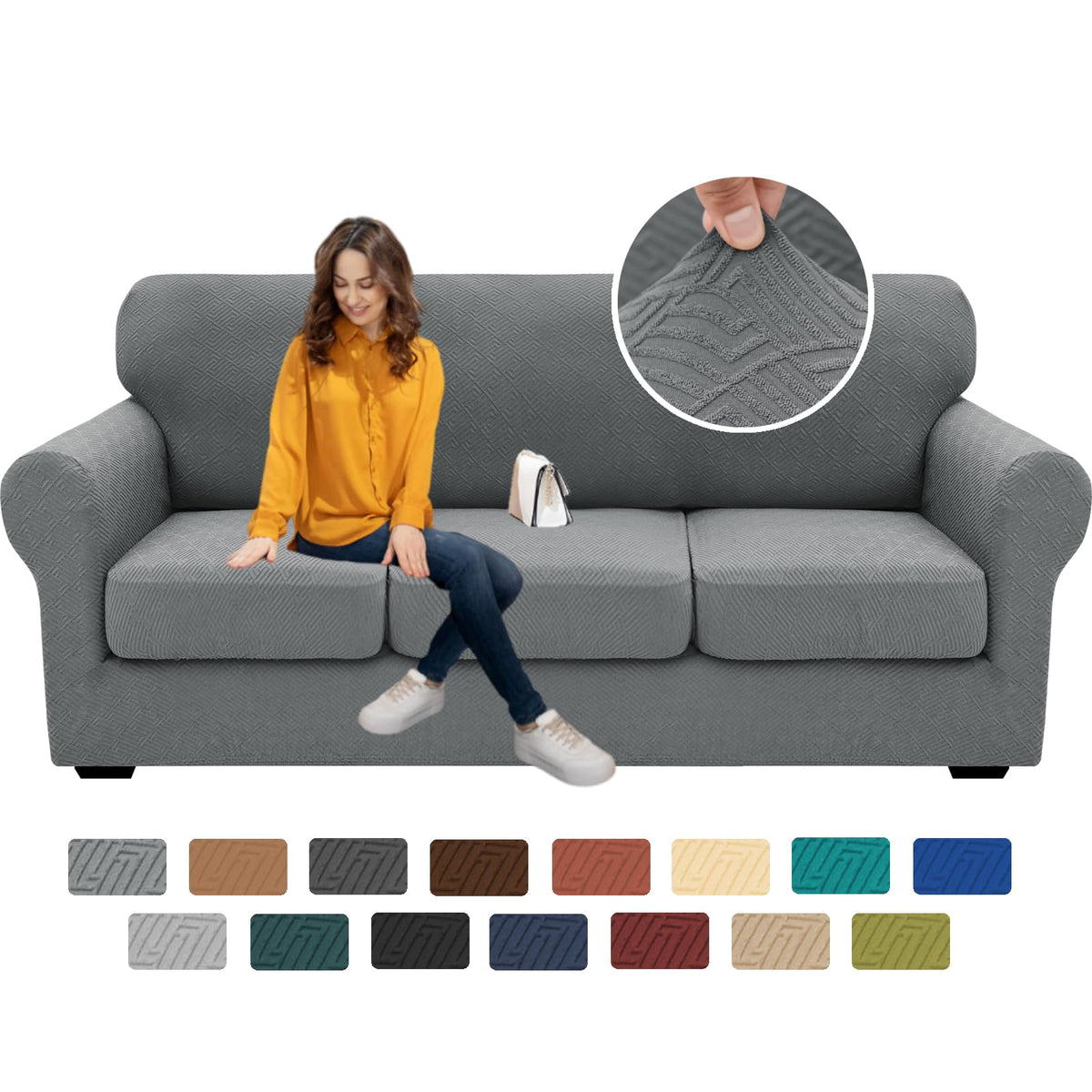XINEAGE 4-piece couch cover set protects a modern sofa from spills