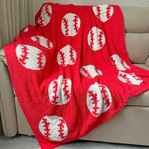 XING7DAY baseball-pattern blanket on bed with plush fleece for cozy warmth