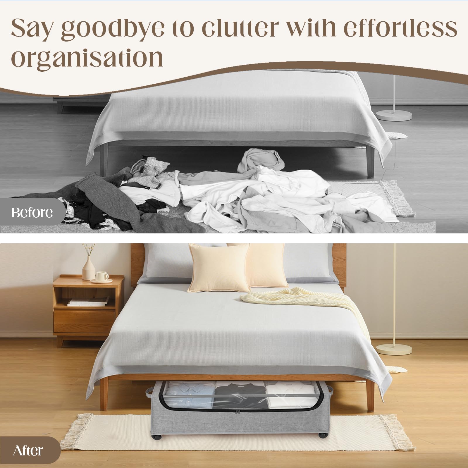 Xingyinghome under-bed storage dust-moisture shield protects items from dust.