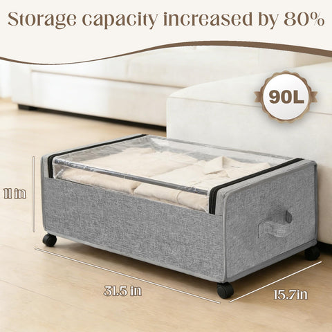 Xingyinghome under-bed storage wheels, drawer open for quick access to seasonal items.
