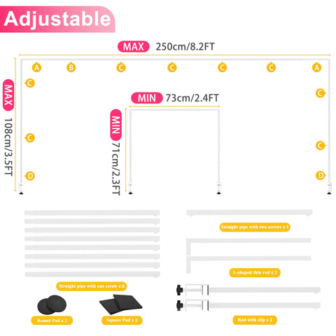Xiomot table arch stand shows adjustable height for flexible event setups