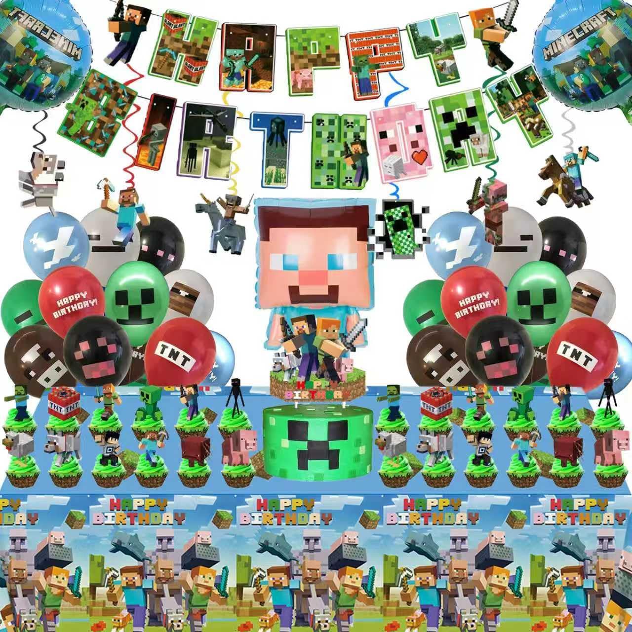 Xioose Pixel decorations set full display creates a vibrant party backdrop.