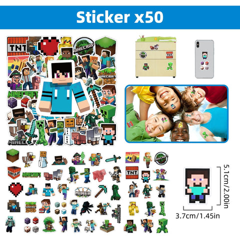 Xioose Pixel Style stickers 50pcs for cups, laptops, and decor.