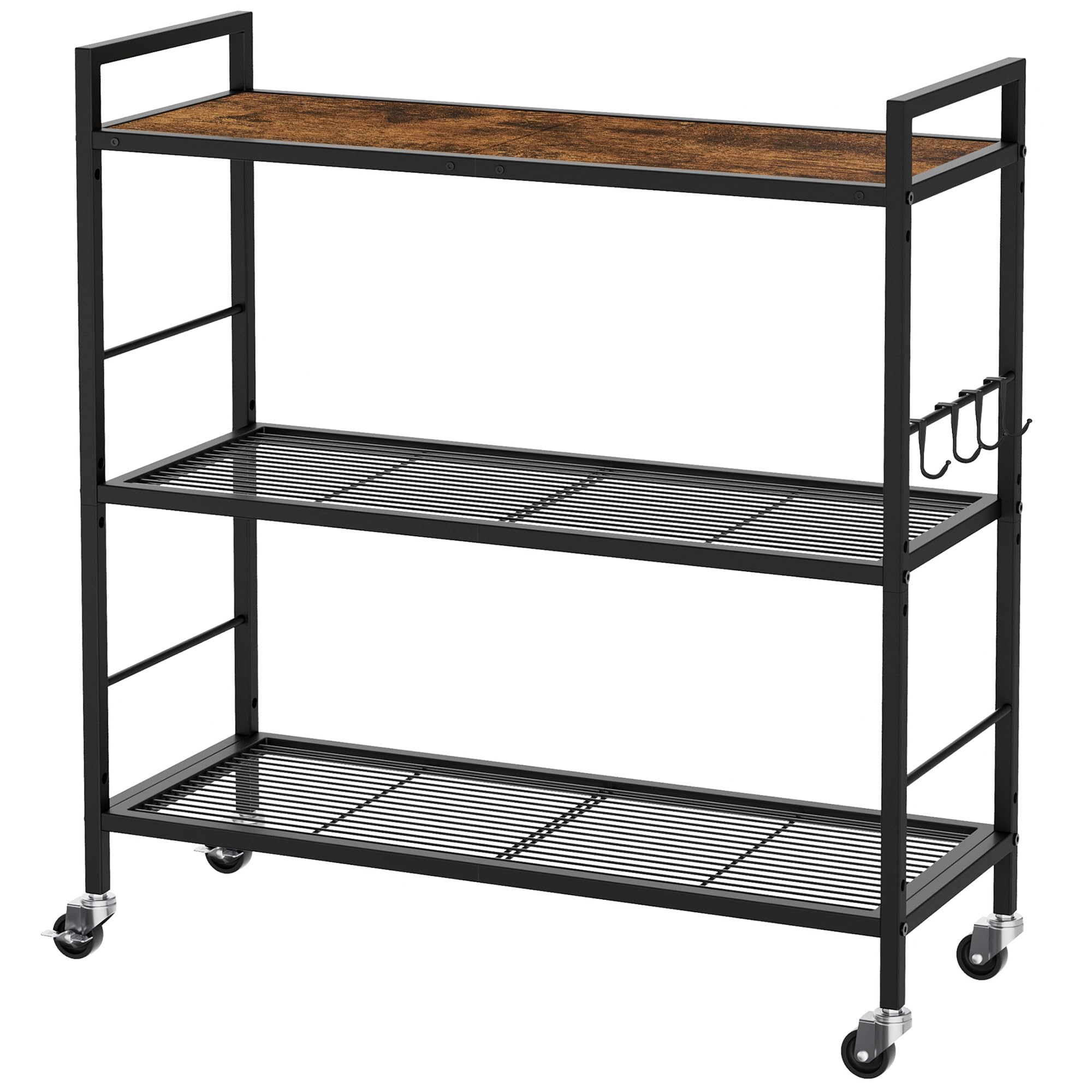 XIVIRACK 3-tier metal storage rack with wheels for mobile organization