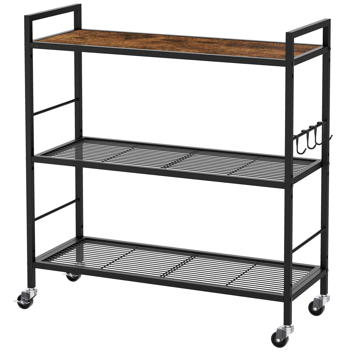 XIVIRACK 3-tier metal storage rack with wheels for mobile organization